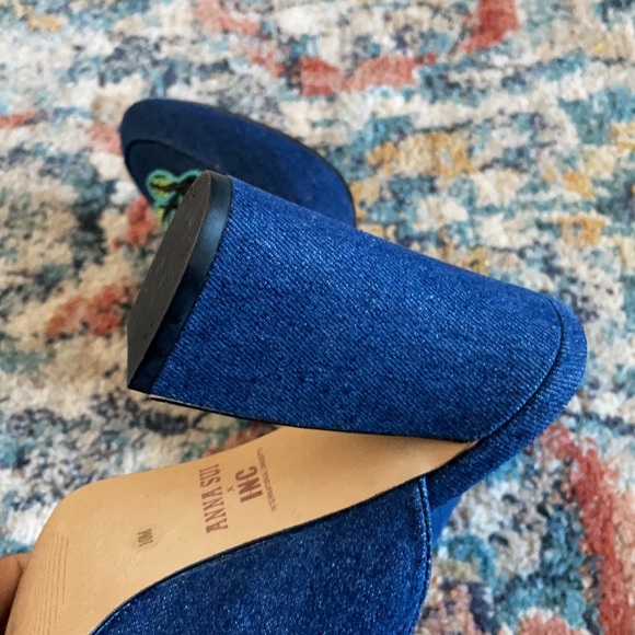Anna Sui x INC International Concepts Floral Beaded Denim Jean Maddiee Mule Heel - Picture 8 of 8